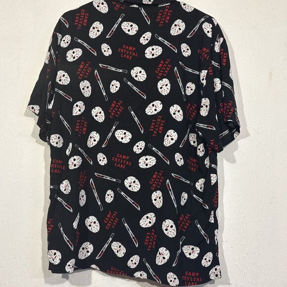 Friday The 13th Camp Crystal Lake Jason Voorhees Mens Medium Button Up Shirt - Picture 4 of 4